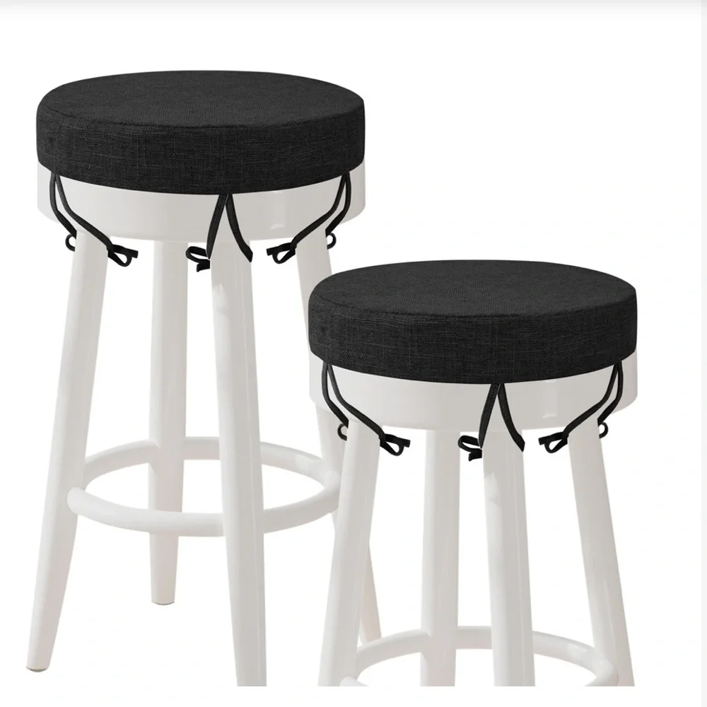 Round Bar Stool Cushions with Ties Non-Slip Washable Cover 12x12” (2-pack)